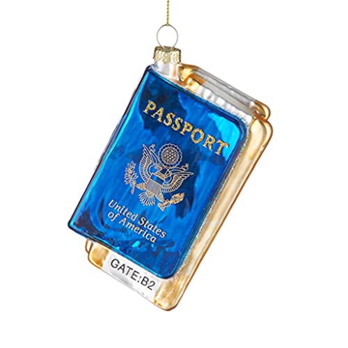 Passport Book Christmas Ornament - Delicate Glass Hanging Decoration