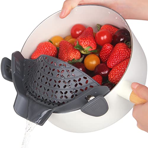 Pasta Strainer - Kitchen Gadgets Strainers and Colanders Silicone Strainer Clip on Strainer for pots Kitchen Strainer for Meat Vegetables Fruit