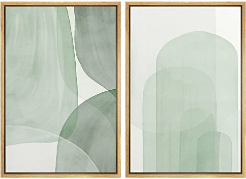 Pastel Watercolor Green Polygon Collage Abstract Shapes Illustrations