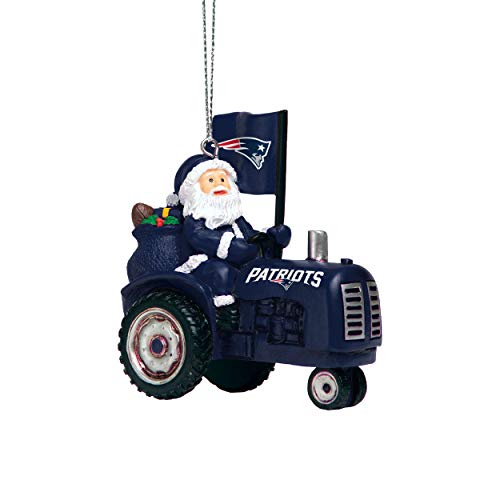 Patriots NFL Santa Riding Tractor Ornament
