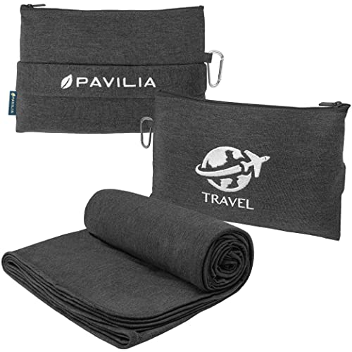 PAVILIA Soft Compact Travel Blanket and Pillow