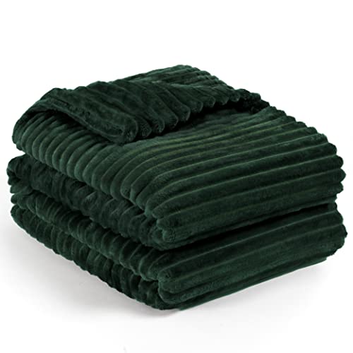 PAVILIA Super Soft Fleece Throw Blanket Twin Emerald Green
