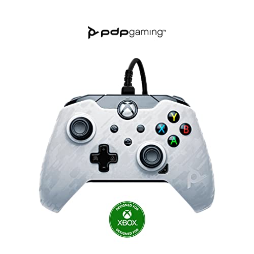 PDP Wired Game Controller - Perfect for FPS Games - White Camo/Camouflage