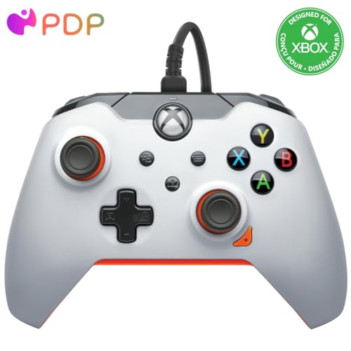 PDP Wired Xbox Game Controller - Xbox Series X|S/Xbox One/PC, Dual Vibration Gamepad, App Supported - Atomic White/Orange (Amazon Exclusive)