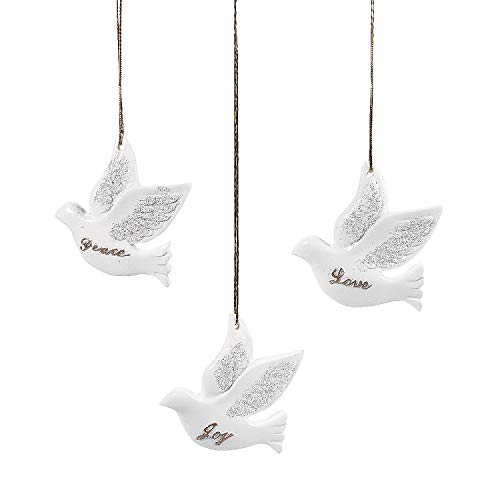 Peace, Love and Joy Dove Ornaments - Set of 12