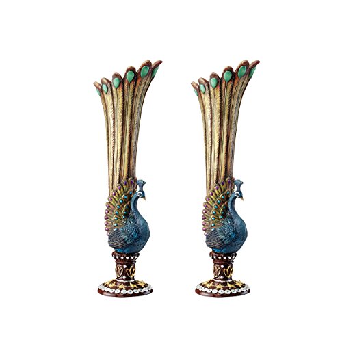 Peacock Bud Vase Set: Design Toscano