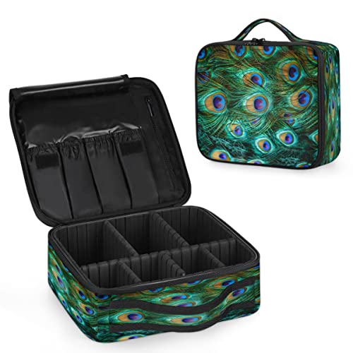 Peacock Feathers Travel Makeup Case