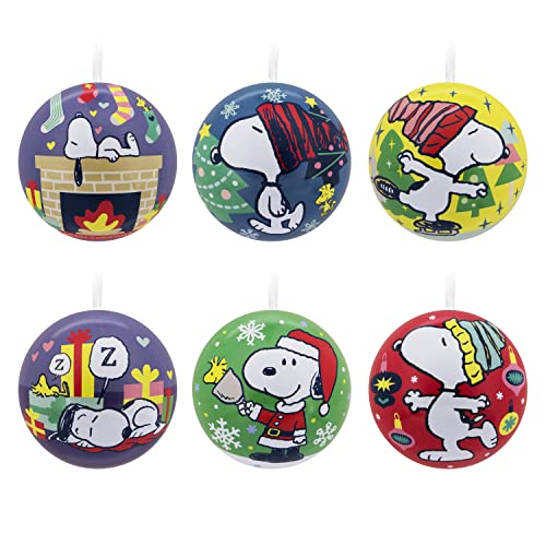 Peanuts Tin Ball Christmas Ornaments, Set of 12