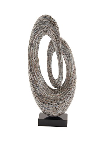 Pearl Swirl Sculpture with Black Base - Contemporary Gray