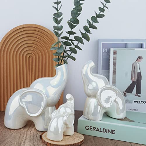 Pearlized Elephant Ceramic Vase Set - Elegant Home Decor