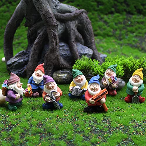 PEATOP Fairy Garden Accessories,Miniature Gnome Figurines Set of 7, Garden Gnome Figurines for Plant Pots Decor, Home Decoration,Fairy Garden