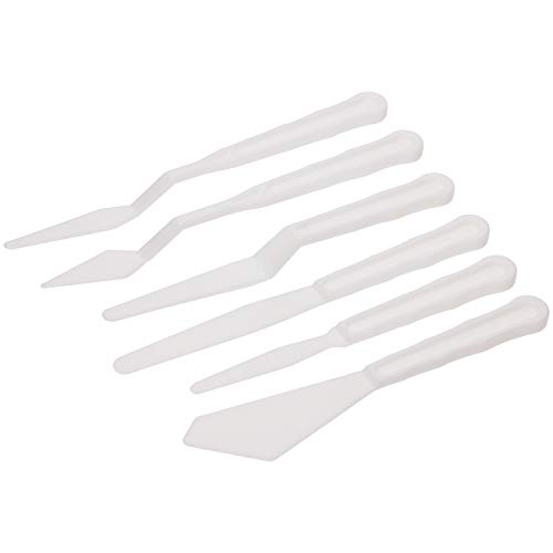 Penta Angel Plastic Painting Palette Knives Set 6Pcs White Art Artist Paint Spatula Tools for Oil Acrylic Painting Color Mixing