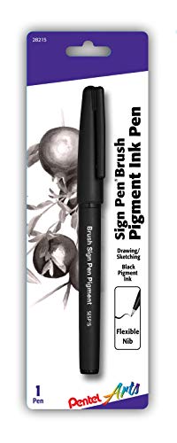 Pentel Arts Sign Pen Brush, Black Pigment Ink, 1 Pack (SESP15BPA)
