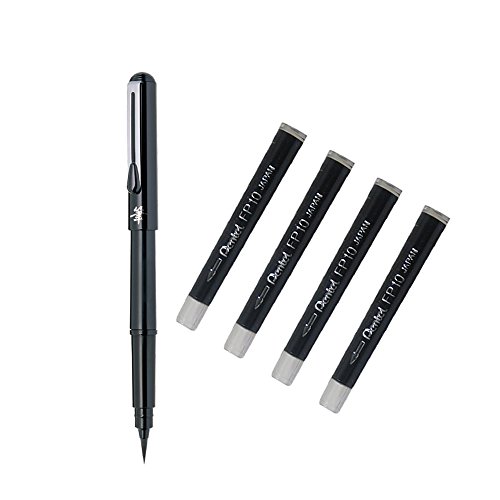 Pentel Brush Pen with 4 Cartridges - Versatile Art Tool