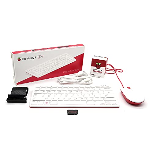 PepperTech Digital Raspberry Pi 400 Desktop Computer Complete Value Pack (U.S. Layout – Red/White with 32GB SD Card - Raspberry Pi OS Preloaded)