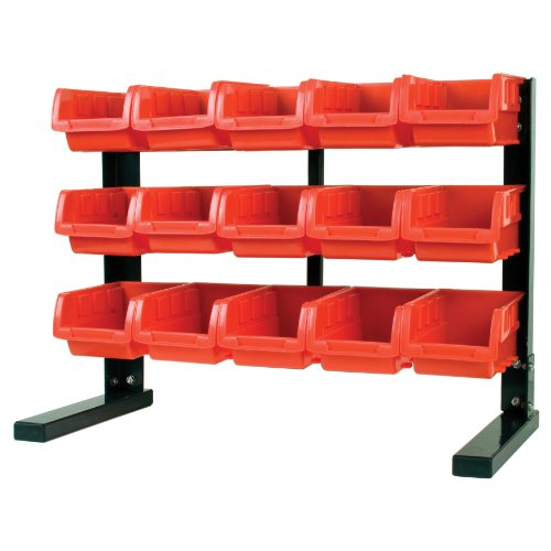 Performance Tool W5186 15-Bin Table Top Storage Rack , Red