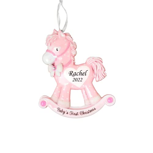 Personalized Baby Girl Rocking Horse Christmas Ornament