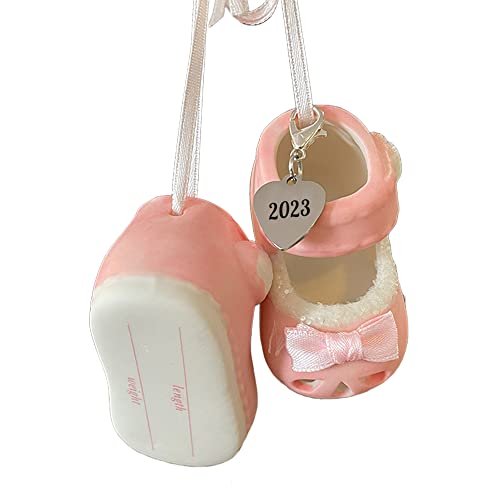 Personalized Baby Girl Shoe Ornament Pink 2023
