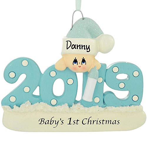 Personalized Baby's First Christmas Ornament - Blue/Boy - 2019