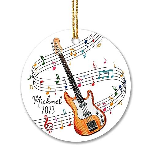 Personalized Bass Guitar Christmas Ornament