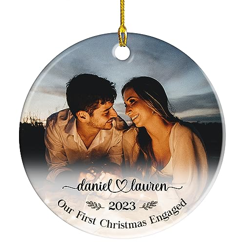 Personalized Ceramic Christmas Ornament for Newlyweds