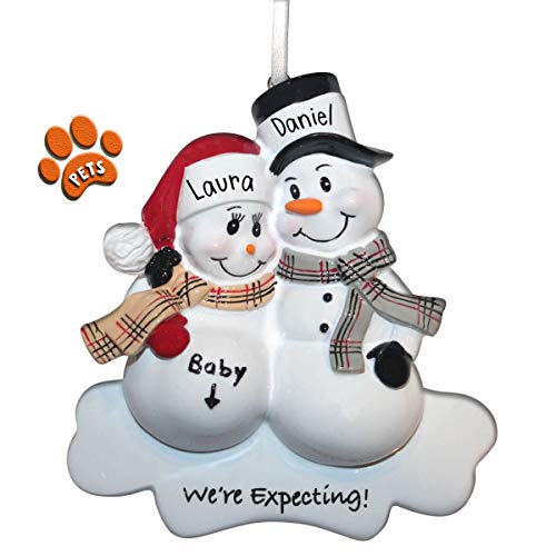 Personalized Christmas Ornament - Expecting Snowman Couple