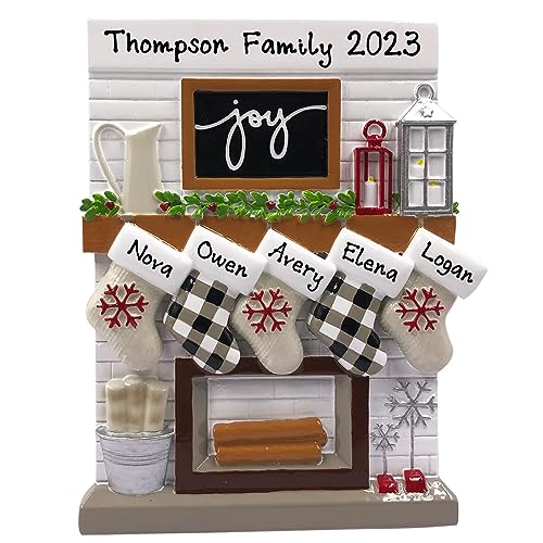 Personalized Christmas Ornament - Fireplace Mantle Family