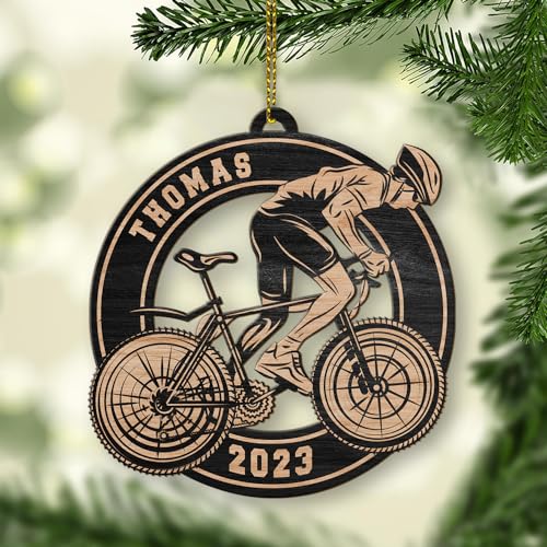 Personalized Cycling Ornament - Custom Name & Year Christmas Tree Ornaments