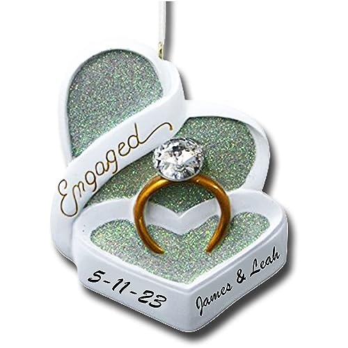 Personalized Engagement Ring Christmas Ornament