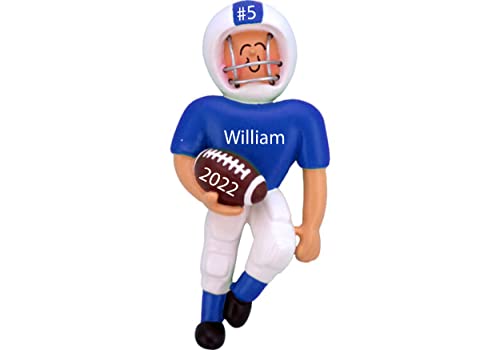 Personalized Football Christmas Ornament - Blue Jersey