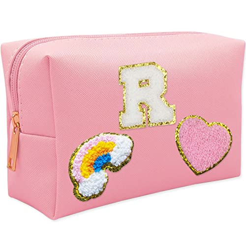 Personalized Inital Preppy Makeup Bag Set with Zipper