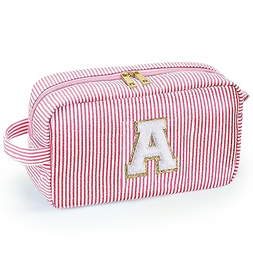 Personalized Initial Cute Pink Makeup Case Bag