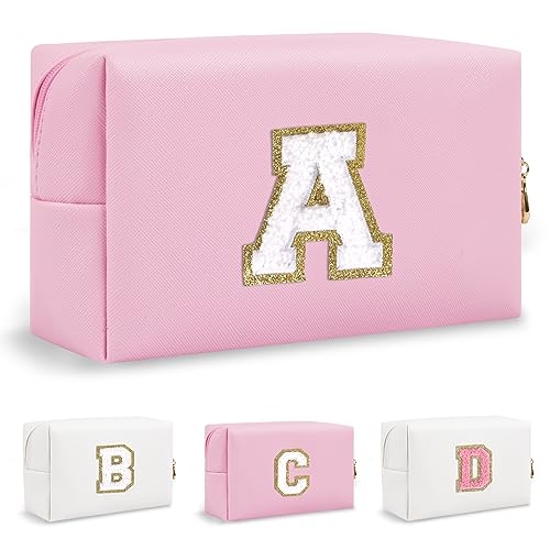Personalized Initial Preppy Patch Makeup Bag