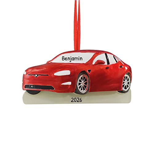 Personalized Muscle Car Ornament 2023 - Wheels Ornament, Sports Car Ornament, Tesla Ornament, Mustang Ornament, Automobile Ornament, Driver License Ornament, Wheels - Red - Free Customization