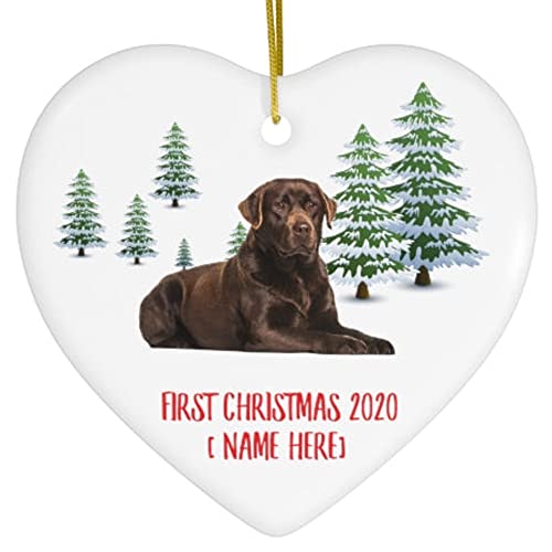Personalized Name Custom Year Labrador Retriever Chocolate First 2023 Christmas Tree Ornaments Gifts New Years 2024 Decorations Winter Heart Ceramic