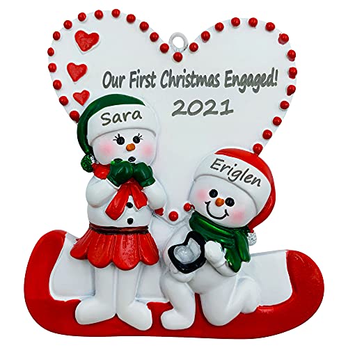 Personalized Our First Christmas 2022 Snowman Couple Ornament
