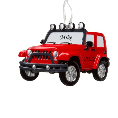 Personalized Red SUV Christmas Tree Ornament