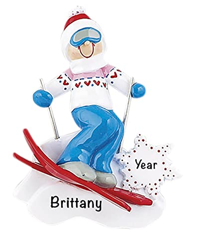 Personalized Skiing Girl Christmas Ornaments