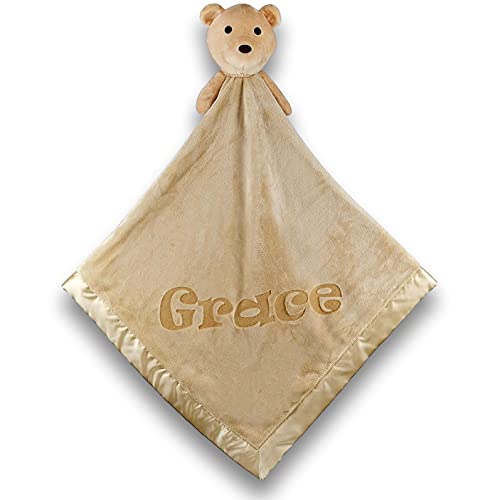 Personalized Teddy Bear Baby Blanket - Brown
