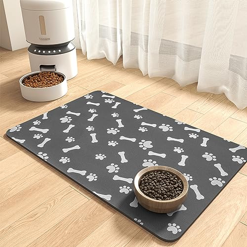 Large Dog Food Mat, 27x20 Super Absorbent Dog Mat for Food and Water, Non  Slip Dog Bowl Mat for Food and Water, Dog Feeding Mat