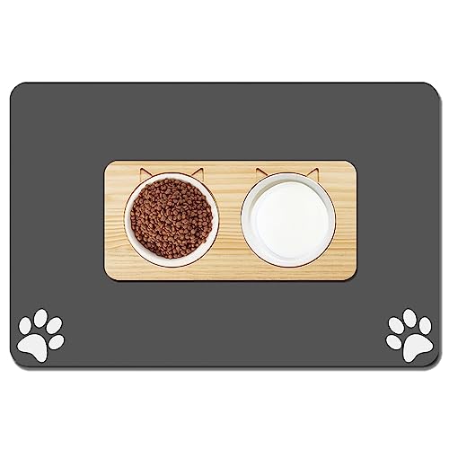 Pet Feeding Mat-Absorbent Dog Mat for Food and Water Bowl-No Stains Easy Clean Dog Water Dispenser Mat-Pet Cat Dog Food Mat-Non Slip Dog Accessories-Quick Dry Dog Water Bowl Mat 12''X19''