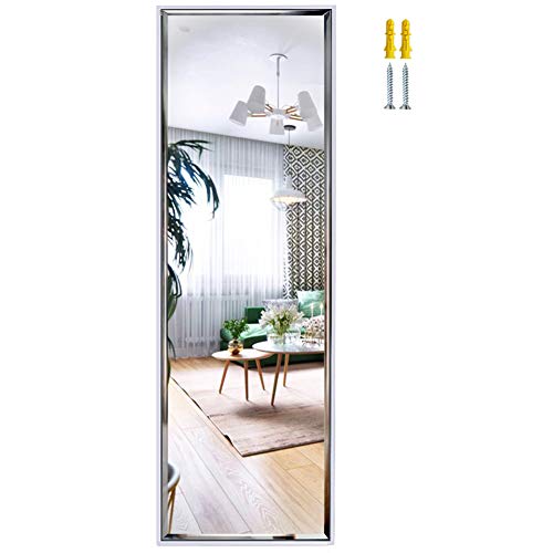 PETAFLOP Full Length Mirror Wall Mounted or Over The Door Hanging, White