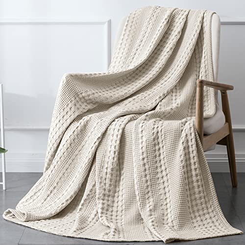 PHF 100% Cotton Waffle Weave Throw Blanket