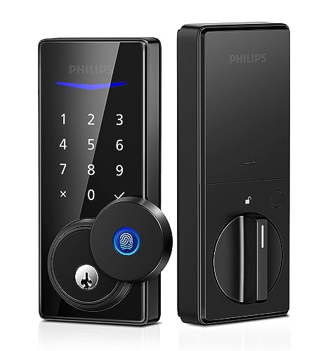 Philips Smart Lock, Fingerprint Door Lock, Keyless Entry Door Lock, Electronic Door Lock - Touchscreen Keypad Deadbolt - Matte Black