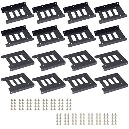 PHITUODA 16Pcs 2.5" to 3.5" SSD HDD Hard Disk Drive Bays Holder Metal Mounting Bracket Adapter with Screws for PC