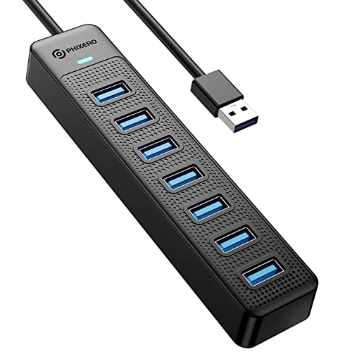 PHIXERO 7-Port USB 3.0 Hub with USB C Power Port