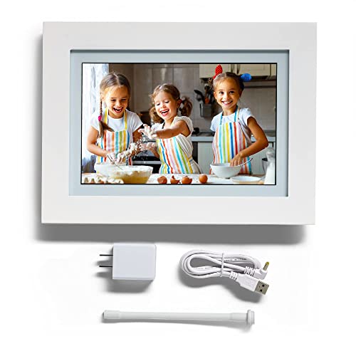 PhotoSpring 10in WiFi Digital Picture Frame, White