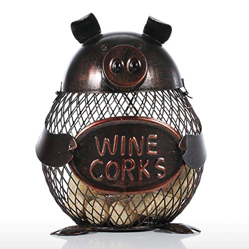 Piggy Wine Barrel Cork Container Metal Sculpture