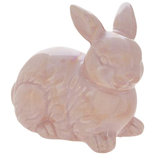 Pink Ceramic Easter Bunny Figurine