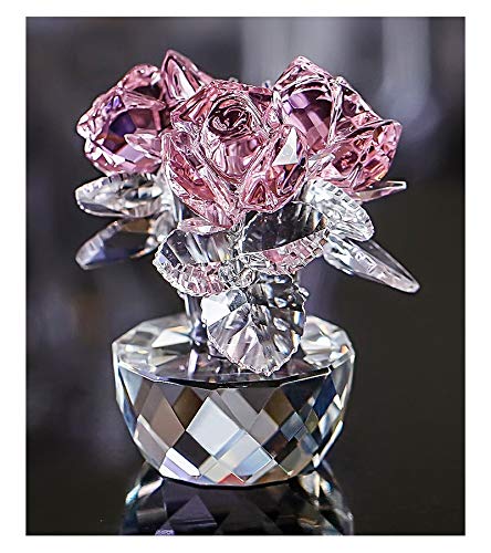 Pink Crystal Rose Bouquet Figurine